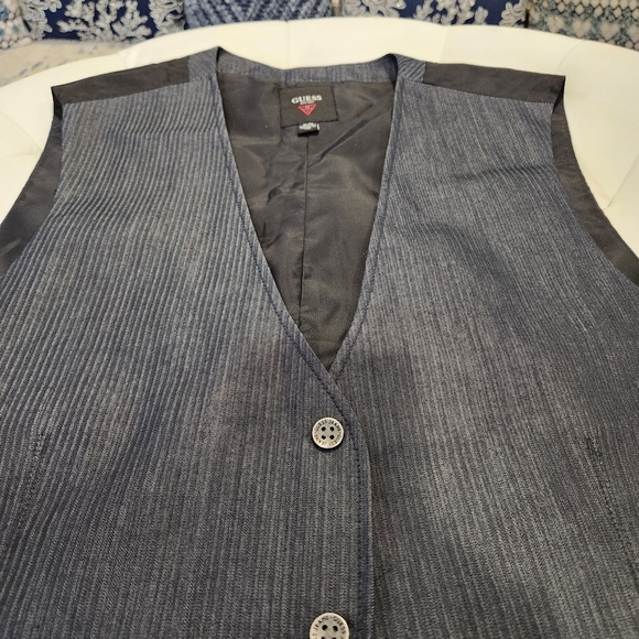 Guess Blue button up Vest zipper pockets XL - Picture 12 of 14